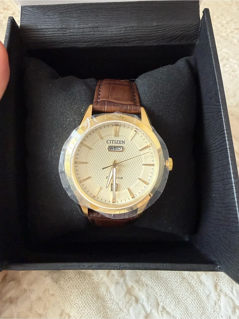 Citizen Gold-Tone Watch with Brown Leather Strap